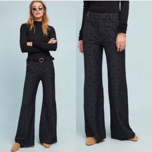 Anthropologie Cartonnier Polka Dot Wide Leg Stripe Jacquard Pants